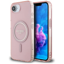 Guess IML Glitter Circle MagSafe dėklas iPhone 16e - rožinis