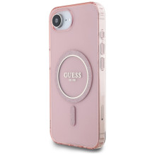 Guess IML Glitter Circle MagSafe case for iPhone 16e - pink