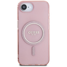 Guess IML Glitter Circle MagSafe dėklas iPhone 16e - rožinis