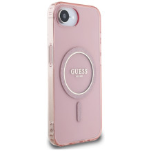 Guess IML Glitter Circle MagSafe dėklas iPhone 16e - rožinis