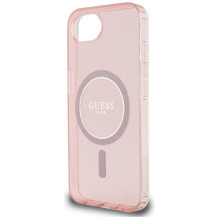 Guess IML Glitter Circle MagSafe dėklas iPhone 16e - rožinis