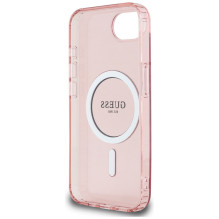 Guess IML Glitter Circle MagSafe dėklas iPhone 16e - rožinis
