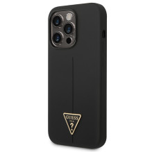 Guess GUHCP14XSLTGK iPhone 14 Pro Max 6,7' juodas / juodas kietas silikoninis trikampis