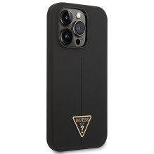 Guess GUHCP14XSLTGK iPhone 14 Pro Max 6,7' juodas / juodas kietas silikoninis trikampis