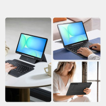 Etui z klawiaturą Dux Ducis (DK serija) ir Samsung Tab S10 FE+ (Plus) z podświetleniem - czarna