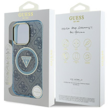 Guess IML Metal Glitter 4G Circle Triangle MagSafe Case for iPhone 16 Pro - Blue