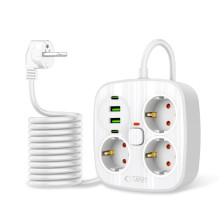 „Tech-Protect PCS3X4“ maitinimo lizdas, 3 lizdai, 2xUSB-A, 2xUSB-C, 200 cm - baltas „Tech-Protect PCS3X4“ maitinimo lizdas, 3 lizdai, 2xUSB-A, 2xUSB-C, 200 cm - baltas