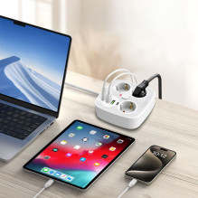 Tech-Protect PCS3X4 power strip, 3 sockets, 2xUSB-A, 2xUSB-C 200 cm - white Tech-Protect PCS3X4 power strip, 3 sockets, 2xUSB-A, 2xUSB-C 200 cm - white