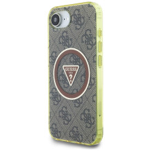 Guess IML Metal Glitter 4G Circle Triangle MagSafe dėklas iPhone 16e - rudas