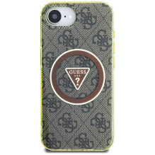 Guess IML Metal Glitter 4G Circle Triangle MagSafe dėklas iPhone 16e - rudas