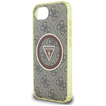 Guess IML Metal Glitter 4G Circle Triangle MagSafe dėklas iPhone 16e - rudas