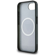 Guess IML Metal Glitter 4G Circle Triangle MagSafe dėklas, skirtas iPhone 16e – juodas