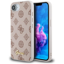 Guess Peony Script logotipas MagSafe iPhone 16e dėklas – rudas