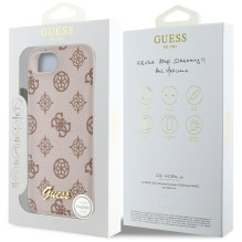Guess Peony Script logotipas MagSafe iPhone 16e dėklas – rudas