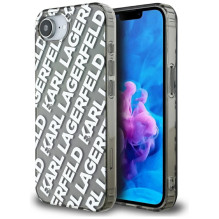 Karl Lagerfeld IML Repeat Logo dėklas iPhone 16e - sidabrinis