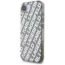 Karl Lagerfeld IML Repeat Logo dėklas iPhone 16e - sidabrinis