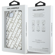 Karl Lagerfeld IML Repeat Logo dėklas iPhone 16e - sidabrinis