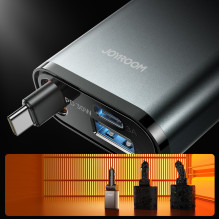 Joyroom JR-CCL07 3-in-1 Car Charger with Built-in Retractable Cable - Dark Gray