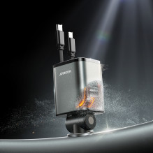 Joyroom JR-CCL05 30W 4-in-1 Car Charger with 2 Built-in Retractable Cables - Dark Gray