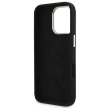 Guess Silicone Script Metal Logo &amp; Frame Case for iPhone 16 Pro Max - Black