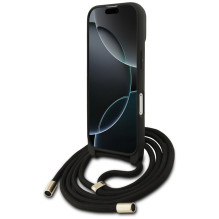 „Guess 4G Big Logo“ laido formos per petį dėklas, skirtas „iPhone 17“ – juodas