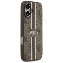 „Guess 4G“ dryžuotas „MagSafe“ dėklas, skirtas „iPhone 17“ – rudas