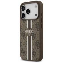 „Guess 4G“ dryžuotas „MagSafe“ dėklas, skirtas „iPhone 17 Pro“ – rudas