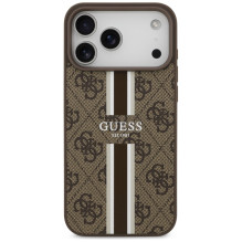 „Guess 4G“ spausdintų juostelių „MagSafe“ dėklas, skirtas „iPhone 17 Pro Max“ – rudas