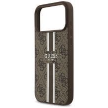 „Guess 4G“ spausdintų juostelių „MagSafe“ dėklas, skirtas „iPhone 17 Pro Max“ – rudas