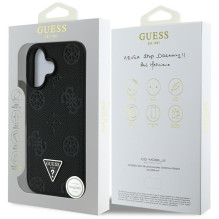 „Guess“ grūdėto karšto spaudimo bijūnų trikampio logotipo „MagSafe“ dėklas, skirtas „iPhone 16“ – juodas