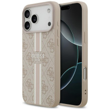 „Guess 4G“ spausdintų juostelių „MagSafe“ dėklas, skirtas „iPhone 17 Pro Max“ – rožinis