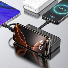 „Dudao K11 Pro“ 20000mAh išorinė baterija su įmontuotais laidais – juoda