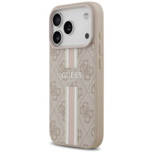 „Guess 4G“ dryžuotas „MagSafe“ dėklas, skirtas „iPhone 17 Pro“ – rožinis