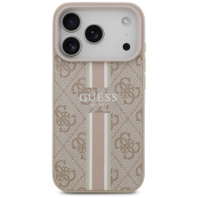 „Guess 4G“ dryžuotas „MagSafe“ dėklas, skirtas „iPhone 17 Pro“ – rožinis