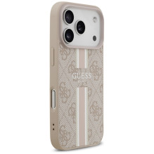 „Guess 4G“ dryžuotas „MagSafe“ dėklas, skirtas „iPhone 17 Pro“ – rožinis