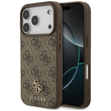 „Guess 4G Small Classic Logo MagSafe“ dėklas, skirtas „iPhone 17 Pro“ – rudas
