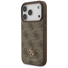 „Guess 4G Small Classic Logo MagSafe“ dėklas, skirtas „iPhone 17 Pro“ – rudas
