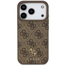 „Guess 4G Small Classic Logo MagSafe“ dėklas, skirtas „iPhone 17 Pro“ – rudas