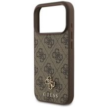 „Guess 4G Small Classic Logo MagSafe“ dėklas, skirtas „iPhone 17 Pro“ – rudas