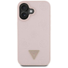 „Guess“ grūdėto karšto spaudimo „Peony“ trikampio logotipo „MagSafe iPhone 16“ dėklas – rožinis