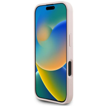 „Guess“ grūdėto karšto spaudimo „Peony“ trikampio logotipo „MagSafe iPhone 16“ dėklas – rožinis