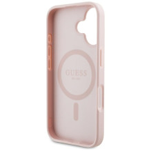 „Guess“ grūdėto karšto spaudimo „Peony“ trikampio logotipo „MagSafe iPhone 16“ dėklas – rožinis