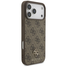 „Guess 4G“ mažas klasikinis „MagSafe“ dėklas su logotipu, skirtas „iPhone 17 Pro Max“ – rudas