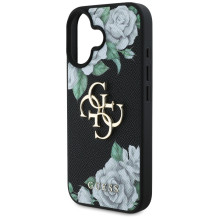 „Guess“ „Grained Roses Big 4G“ logotipo dėklas, skirtas „iPhone 16“ – juodas