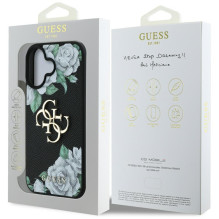„Guess“ „Grained Roses Big 4G“ logotipo dėklas, skirtas „iPhone 16“ – juodas