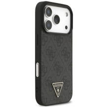 „Guess 4G Strap“ trikampio formos logotipo „MagSafe“ dėklas, skirtas „iPhone 17 Pro“ – juodas