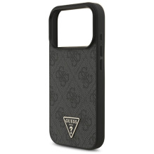 „Guess 4G Strap“ trikampio formos logotipo „MagSafe“ dėklas, skirtas „iPhone 17 Pro“ – juodas