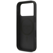 „Guess 4G Strap“ trikampio formos logotipo „MagSafe“ dėklas, skirtas „iPhone 17 Pro“ – juodas
