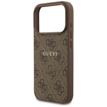 „Guess 4G Ring Classic Logo MagSafe“ dėklas, skirtas „iPhone 17 Pro“ – rudas