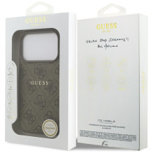 „Guess 4G Ring Classic Logo MagSafe“ dėklas, skirtas „iPhone 17 Pro“ – rudas